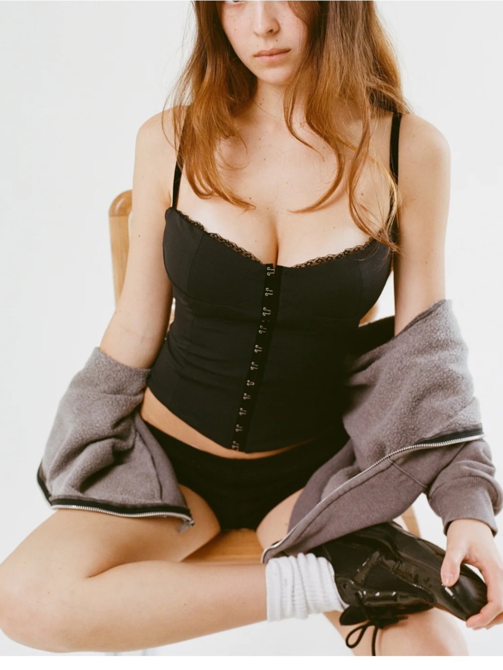 Bella Venice Caroline Hook and Eye Corset Top Black